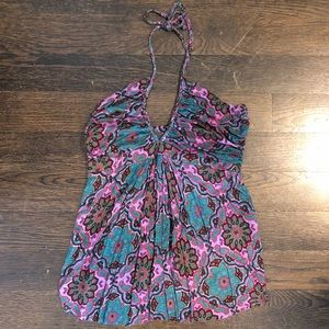 T-Bags Graphic Floral Halter Top